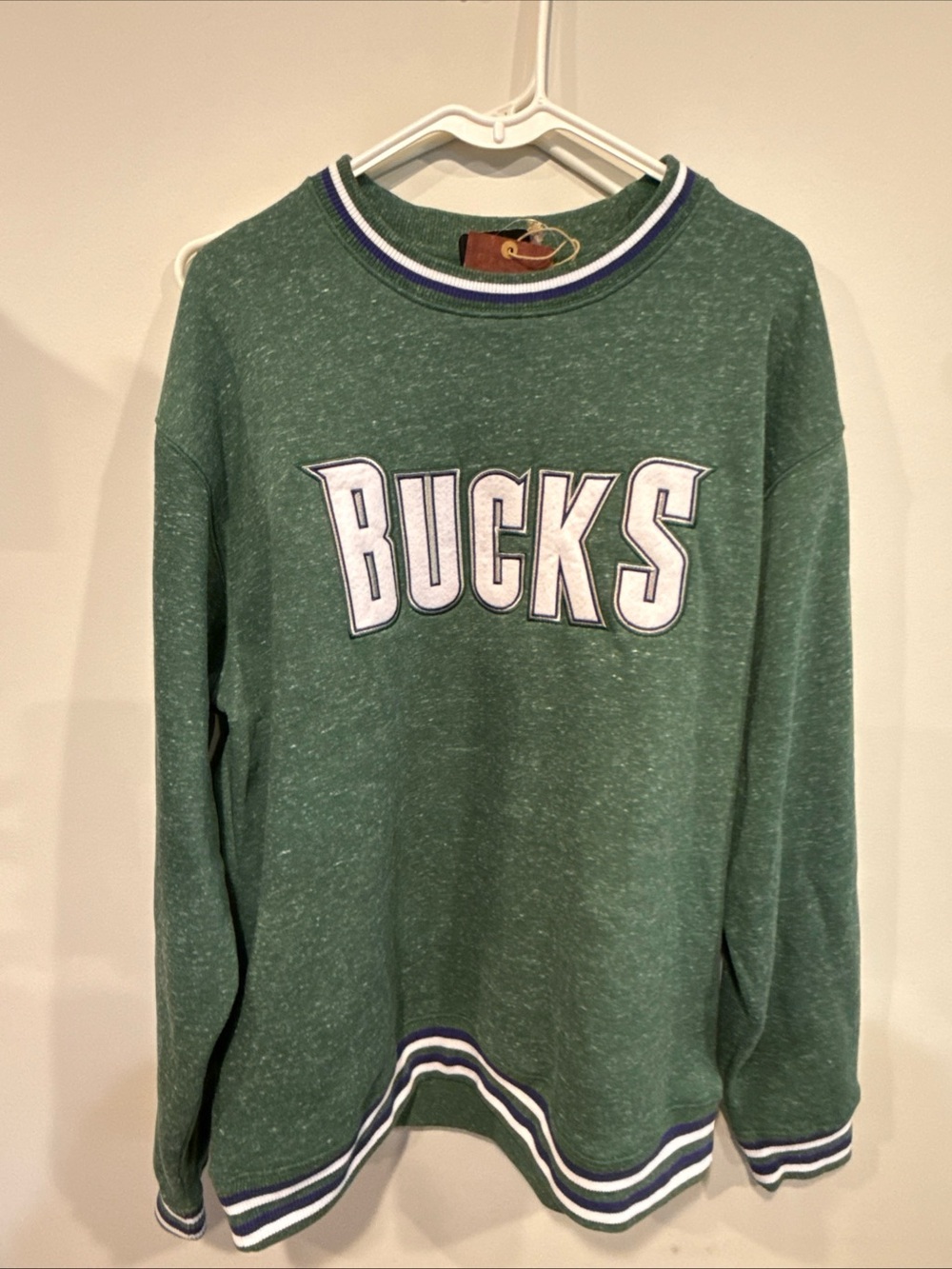 Mitchell & Ness Green BUCKS Crewneck with White Lettering